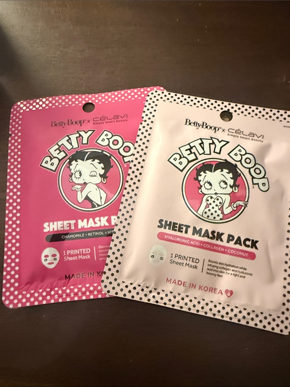 Betty Boop Sheet Mask Duo - Hot Pink & Light Pink